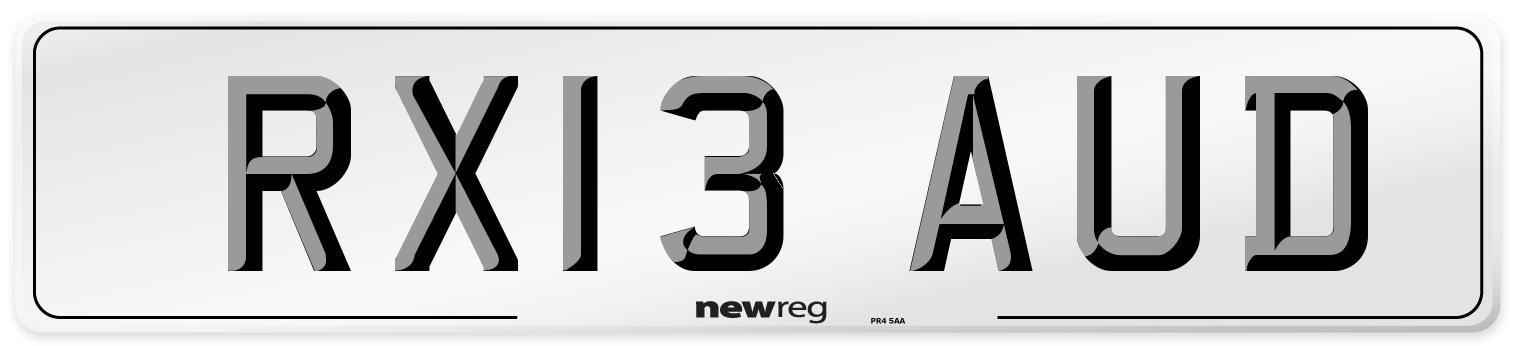 RX13 AUD Number Plate from New Reg